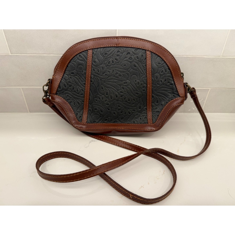 Genuine Leather Crossbody Bag Women Small Blue Gray Made in Italy Purse